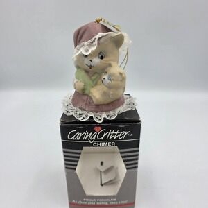 Vintage Jasco Caring Critter Chimer Bell Mother Cat &‎ Sleeping Kitten Ornament